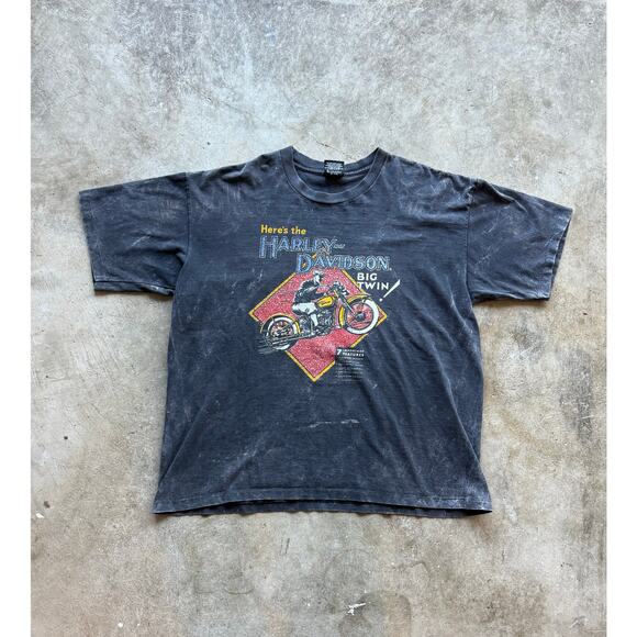 Vintage 80s/90s Made In USA Harley Davidson Motorcycles Acid Wash Tee Size XL - Picture 1 of 7